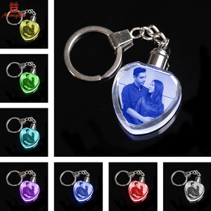 Custom Crystal Keychain with 7-Color Changing Led Lights