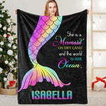 Personalized Name Rainbow Mermaid Tail Fleece Blanket