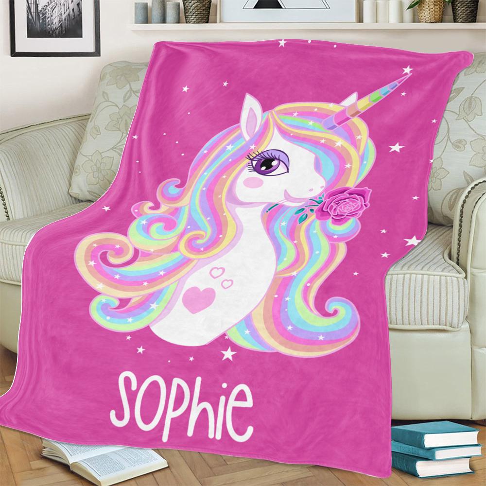 Personalized Magical Unicorn Fleece Blanket - 3 Colors Available