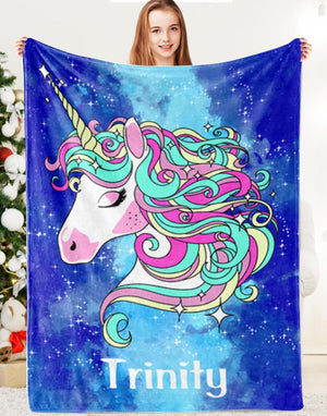 Custom Magic Unicorn Cozy Plush Fleece Blanket - 3 Colors Available